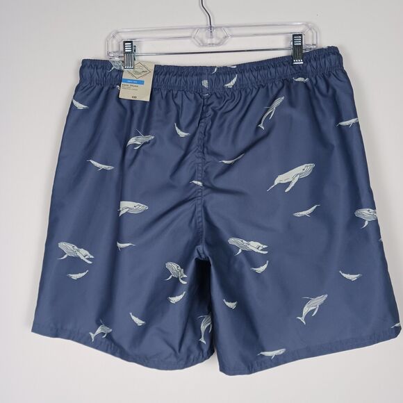 St. johns Bay Men's Swim Trunks Blue White Size L whale print NWT - Picture 3 of 7